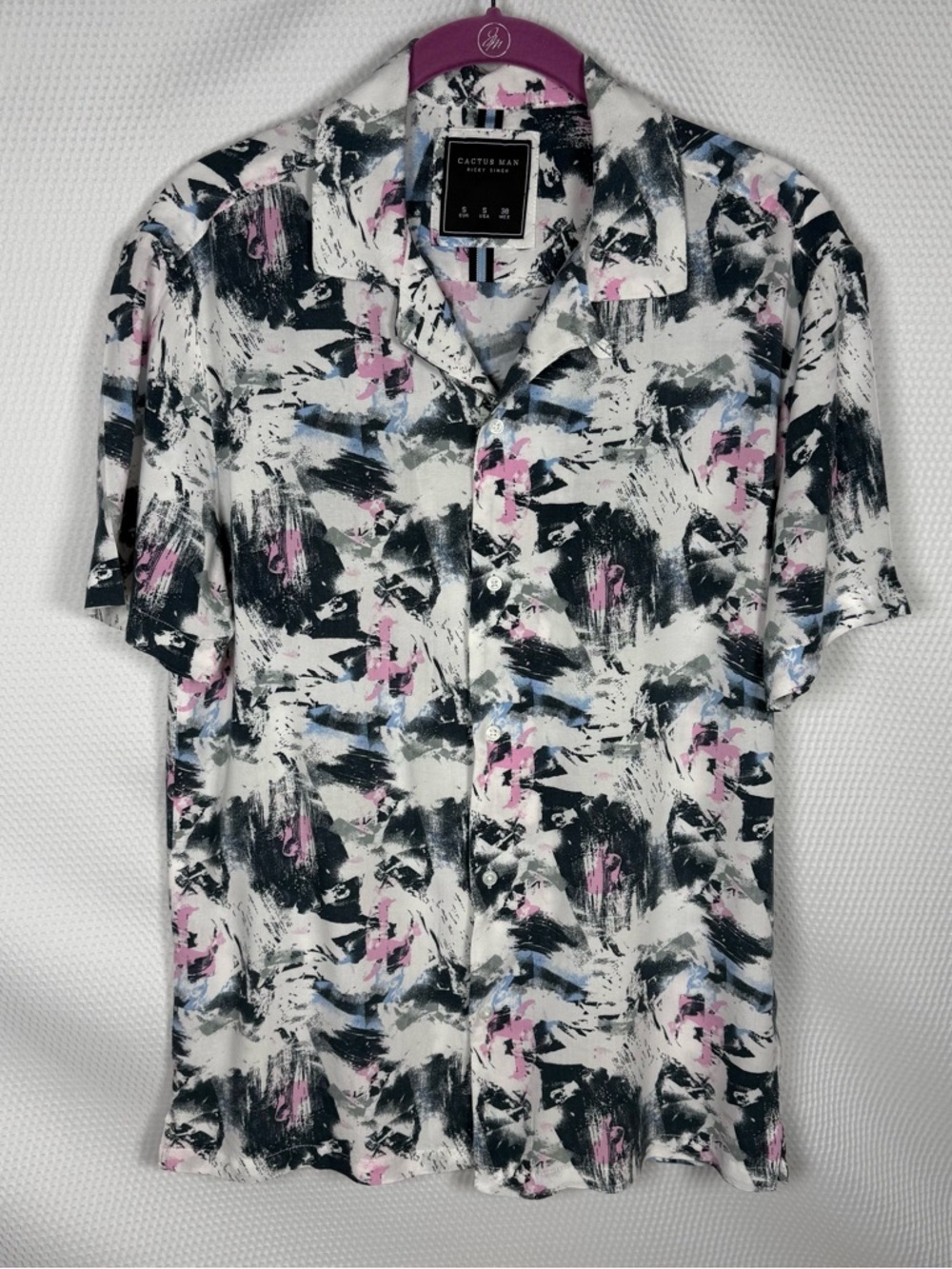Cactus Man Ricky Singh Sz Small Abstract Brushstroke Button-Up  Men’s Shirt